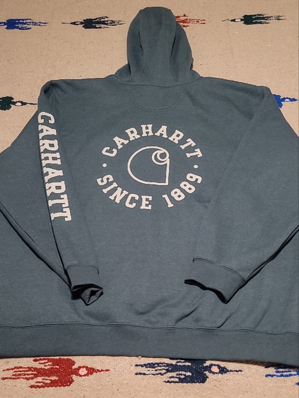 NWT Carhartt Men's Forest Green Pullover Hoodie with Logo On Back